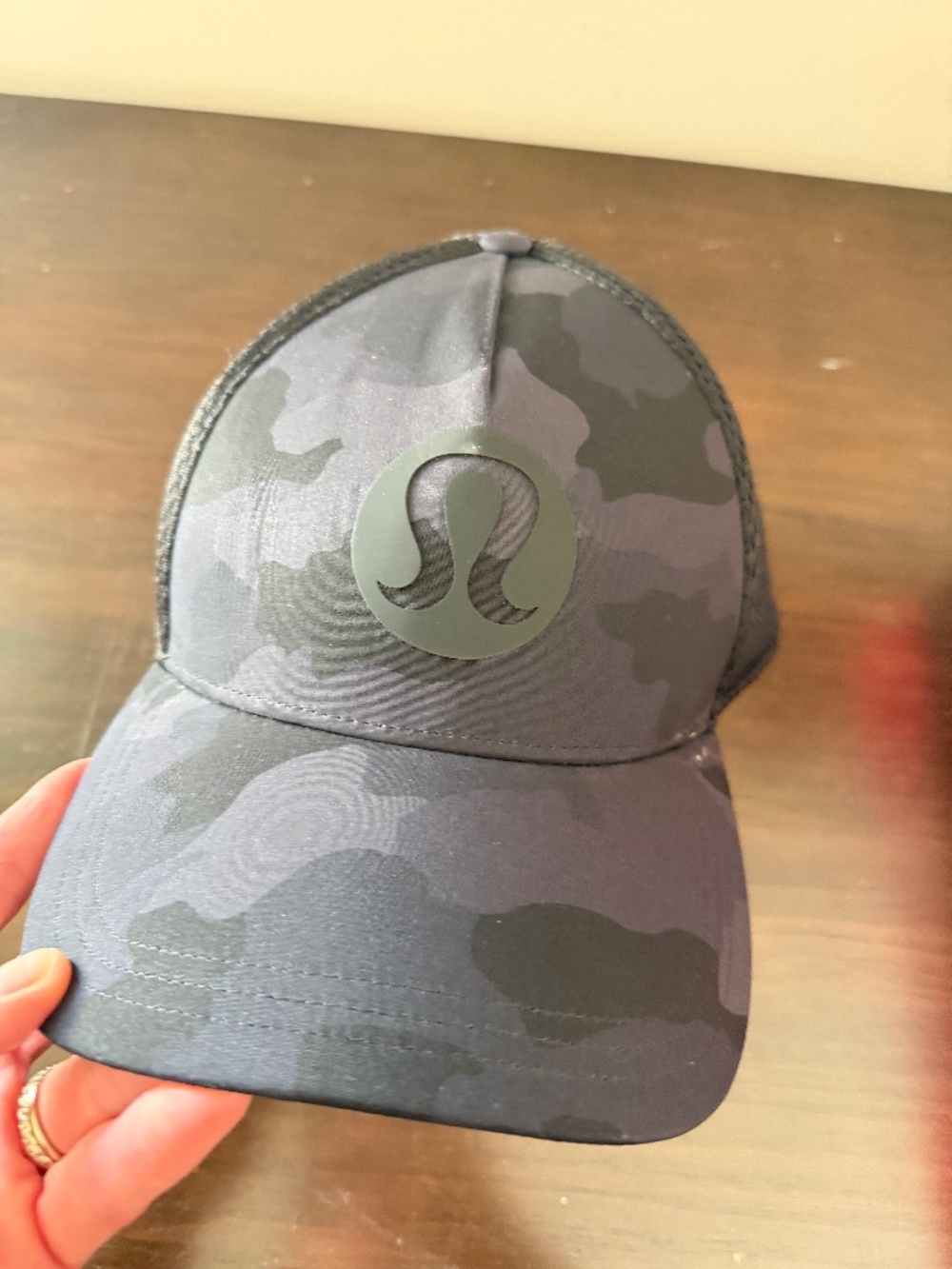 Lululemon camo trucker hat with logo
